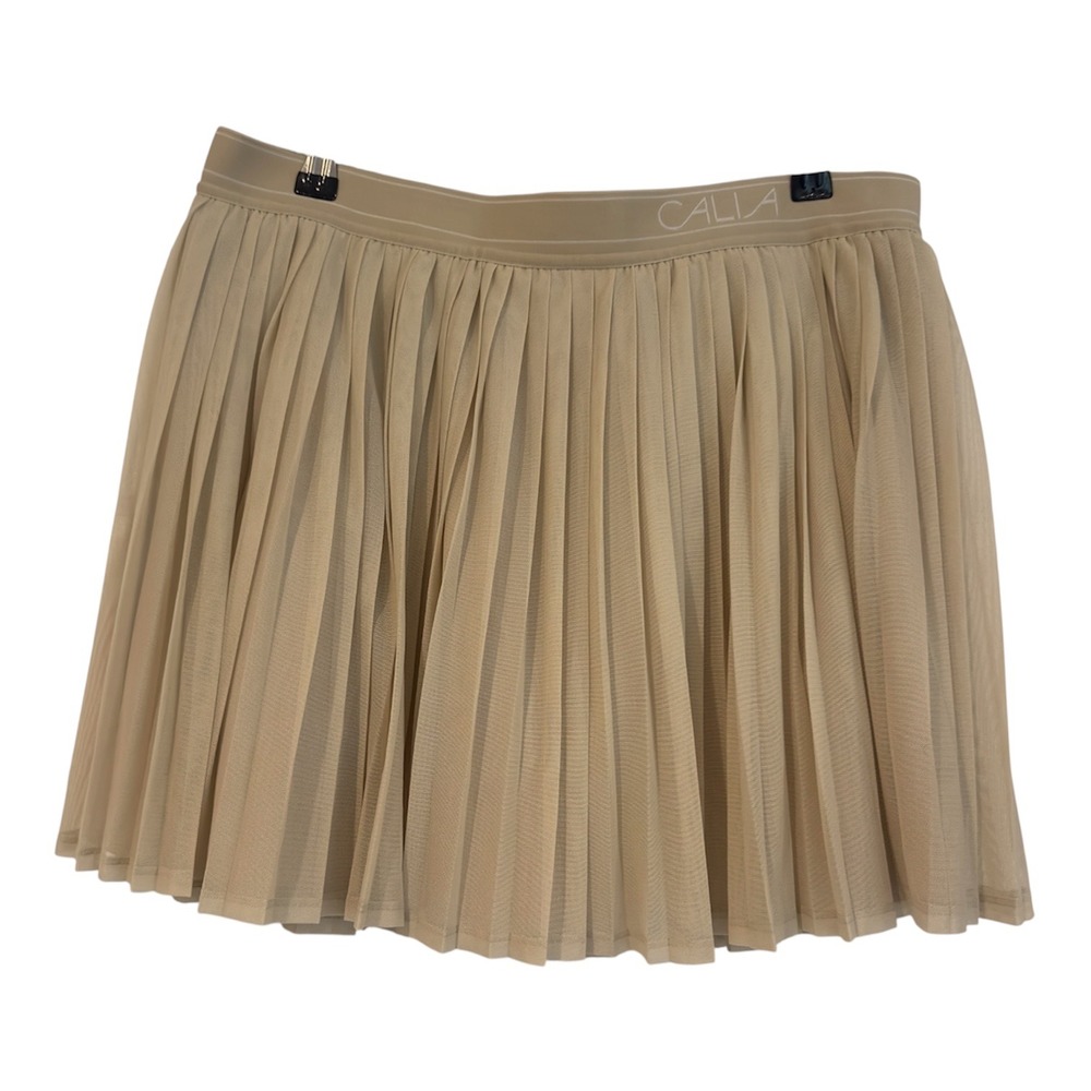 CALIA Court High-Rise Pleated Mesh Skort Khaki Sand Tan Large WAX15225W NEW